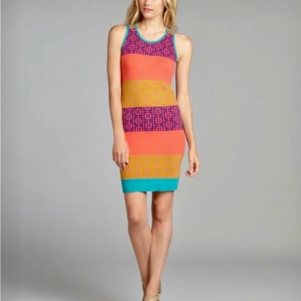 Nicole Miller - Vibrant Geometric Sweater Dress